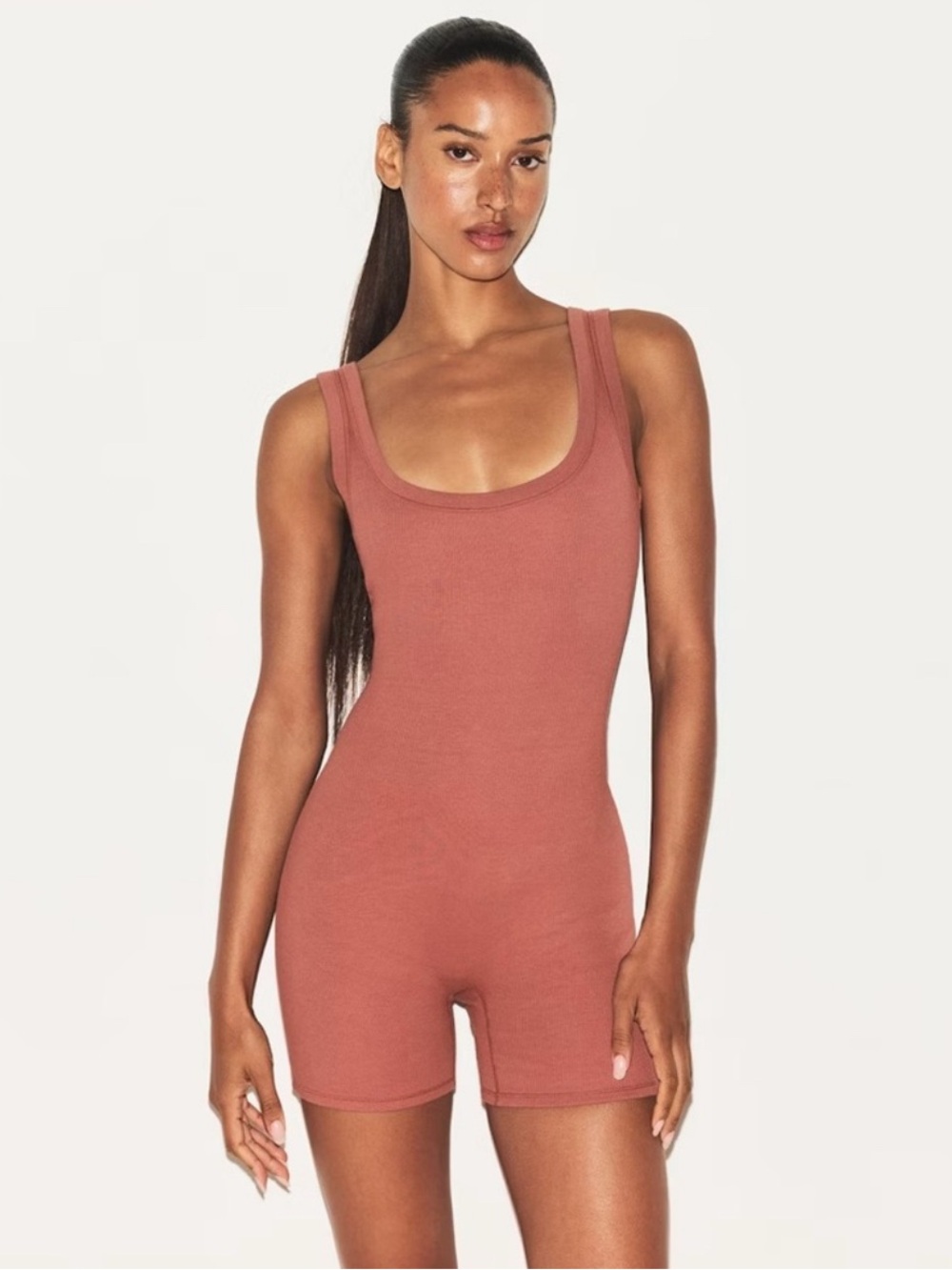 Skims Onesie Cotton Rib - Rosewood